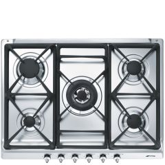 Smeg SE70SGH-5 Stainless Steel, 69cm Classic Stainless Steel 5 Burner Gas Hob