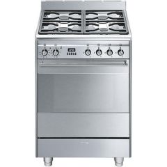 Smeg SUK61PX8  60cm Stainless steel, Dual Fuel Cooker, pyroclean