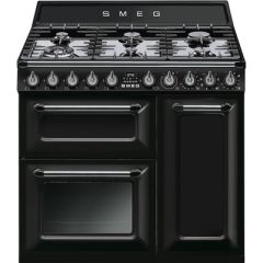 Smeg TR93BL Freestanding 90cm dual fuel cooker, black