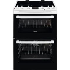 Zanussi ZCV66370WA , 60cm Electric Double Oven with Ceramic Hob - White