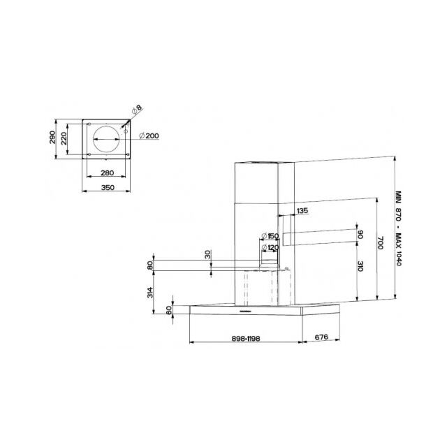 Faber STILO ISOLA/SP EVA X A90 , 90 Cm Island Hood
