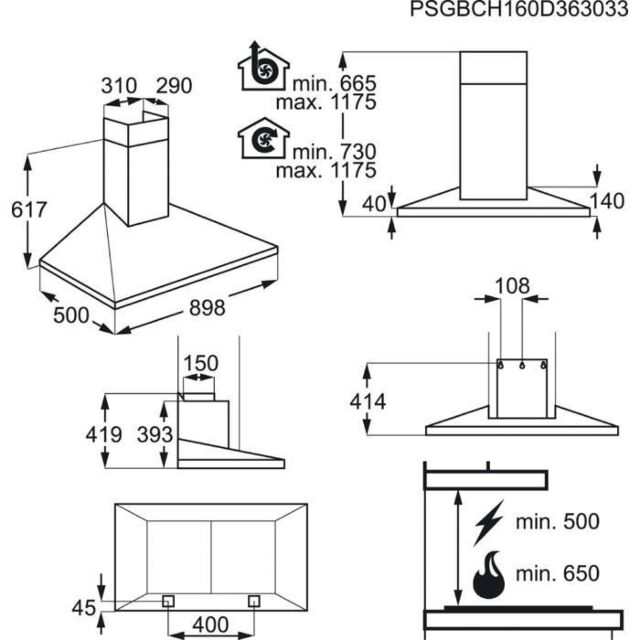 AEG DKB5960HM
90cm Stainless Steel Chimney Hood