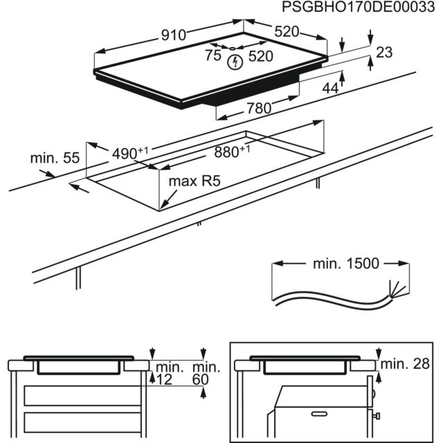AEG IKE95471FB Induction hob 90cm wide Maxisense
