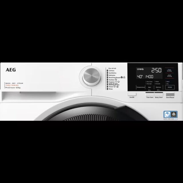 AEG LWR7195M4B White, 7000 Prosteam® Condenser 9 Kg Washer Dryer