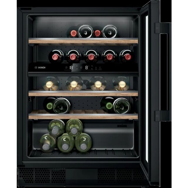 Bosch KUW21AHG0G Black Glass, 82X60 under counter wine cabinet with front recess to allow for plinth