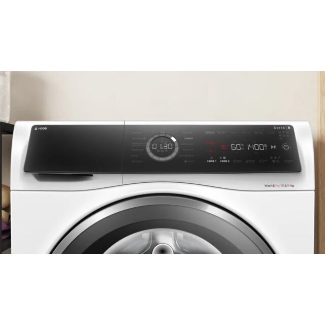 Bosch WNC25410GB White, Capacity 10.5kg/ 6kg, 1400rpm, i-DOS, Home Connect, Iron Assist, Anti Stain,