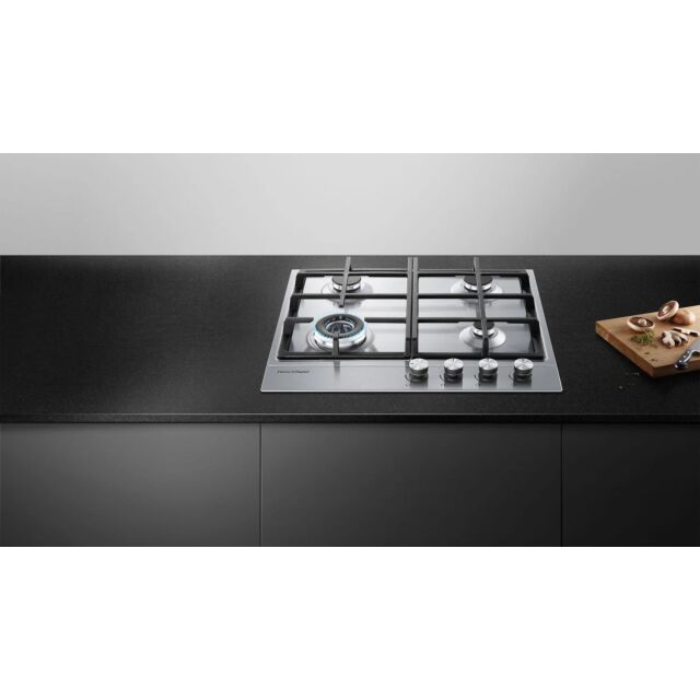 Fisher And Paykel CG604DNGX1 Stainless Steel, 600mm Wide Gas on Steel 4 Burner Chrome Pinstripe Deta
