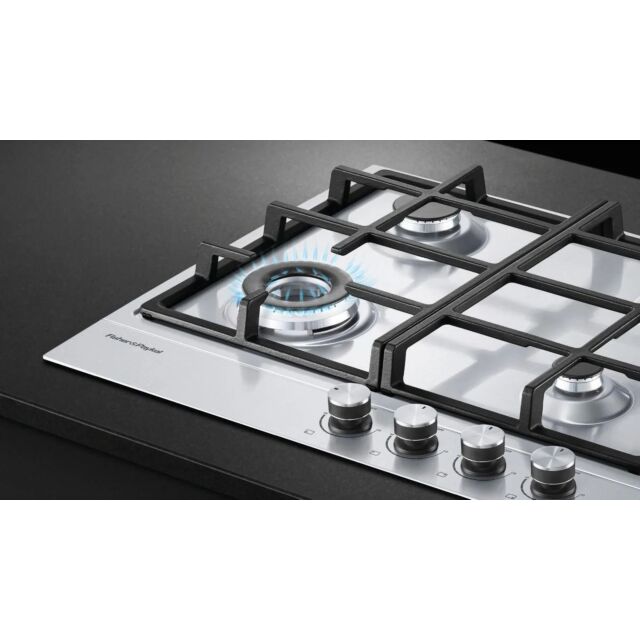 Fisher And Paykel CG604DNGX1 Stainless Steel, 600mm Wide Gas on Steel 4 Burner Chrome Pinstripe Deta