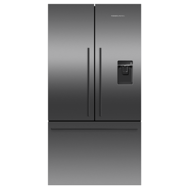 Fisher And Paykel RF540ADUB7 , Fridge Freezer French Door 900mm Designer Handle, Black Steel