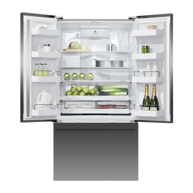 Fisher And Paykel RF540ADUB7 , Fridge Freezer French Door 900mm Designer Handle, Black Steel