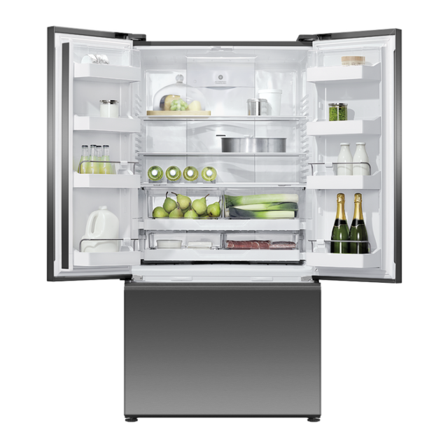 Fisher And Paykel RF540ANUB6 , Fridge Freezer French Door 900mm, Recessed Handle, Black Steel 