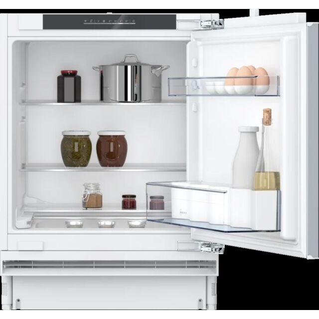 Neff KU1212FE0G , 82x59.8 under counter fridge, 2 vegetable drawers, LED with soft start, Fixed hing