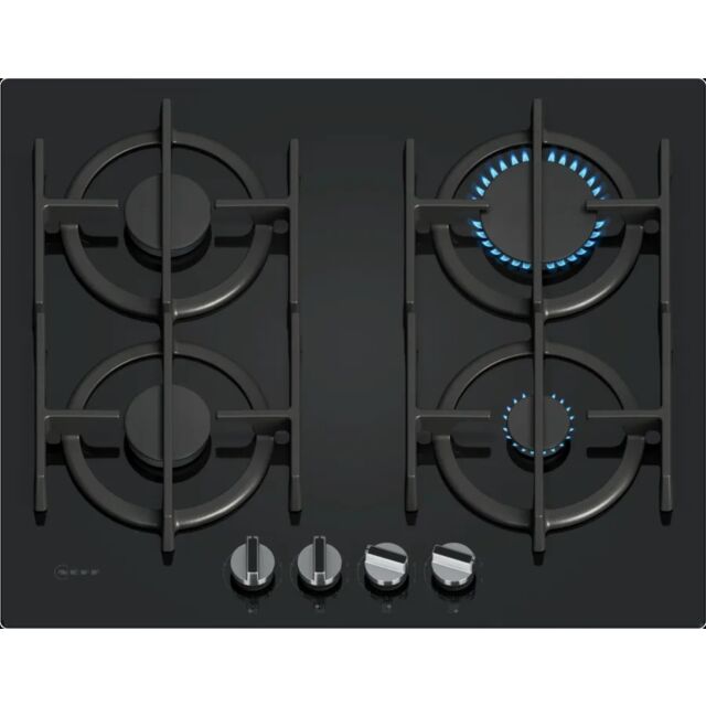 Neff T26PIP4S0 Black Glass, 59Cm Gas On Glass