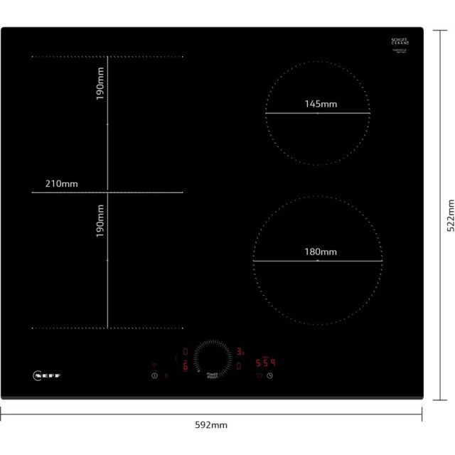 Neff T56FHS1L0 Black, N 70, Induction Hob, Twist Touch® Control.