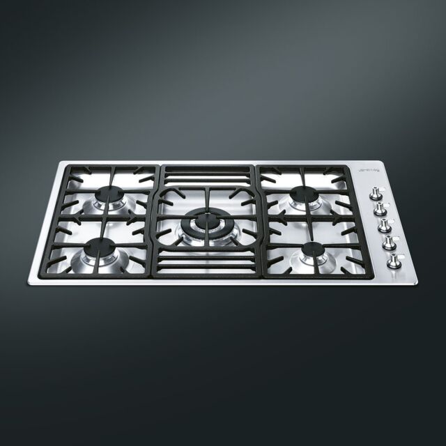 Smeg PGF95-4 , 90cm Stainless Steel Classic 5 Burner Ultra Low Profile Gas Hob 