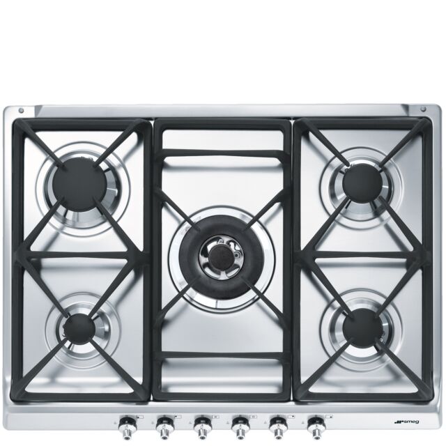 Smeg SE70SGH-5 Stainless Steel, 69cm Classic Stainless Steel 5 Burner Gas Hob