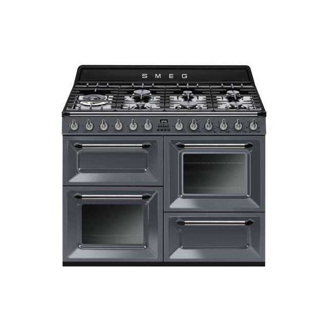 Smeg TR4110GR Slate Grey, 110Cm Slate Grey Four Cavity Dual Fuel Traditional Cooker