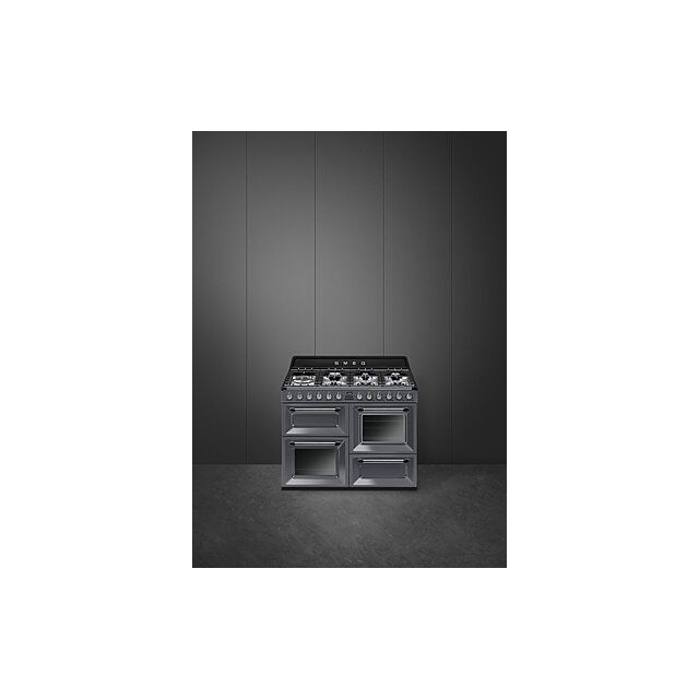 Smeg TR4110GR Slate Grey, 110Cm Slate Grey Four Cavity Dual Fuel Traditional Cooker