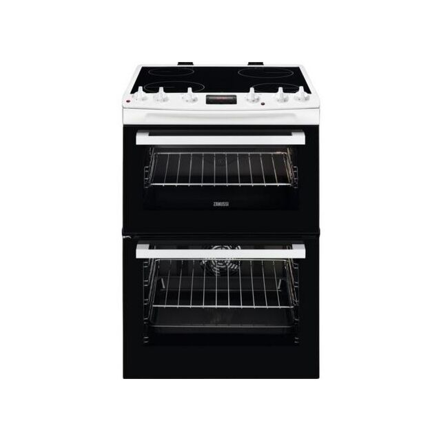 Zanussi ZCV66370WA , 60cm Electric Double Oven with Ceramic Hob - White